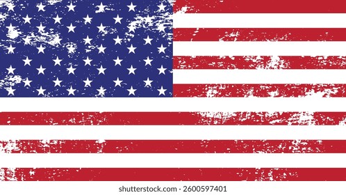 USA flag vector grunge illustration. American national symbol.	