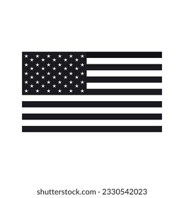 USA flag vector icon. Black and white national symbol of the United States of America.