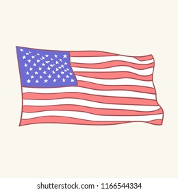 USA flag vector icon hand drawn style vector doodle design illustrations