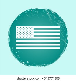 USA flag vector icon on round button