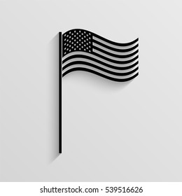 USA flag vector icon with  shadow