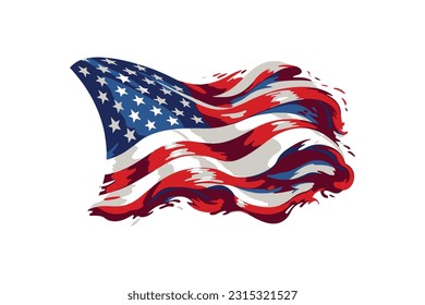 USA flag vector illustration American flag png on transparent background