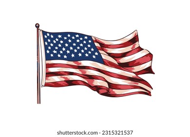 US-Flagge, Vektorgrafik, amerikanische Flagge auf transparentem Hintergrund