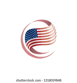 USA flag, vector illustration on a white background