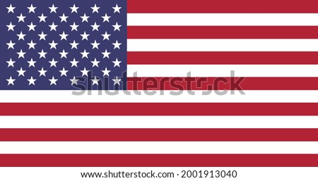 USA flag. Vector illustration of flag of the United States of America. Flag with right aspect ratio (1:1,9) and RGB colors. Symbol of America isolated on white background.