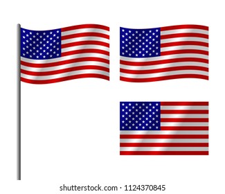 USA Flag, Vector image and icon