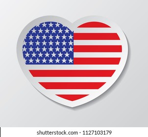 usa flag vector love heart