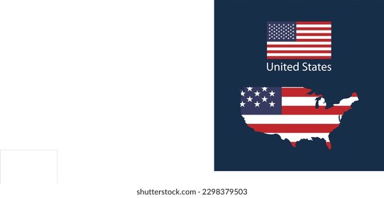 USA Flag vector with map