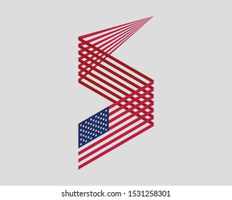 USA flag vector. Modern style United States of America symbol. American banner design element.