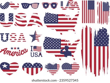 US-Flagge Vector Set Memorial