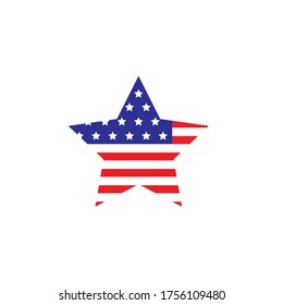 U.s.a Flag Vector Star  Illustration Design Template