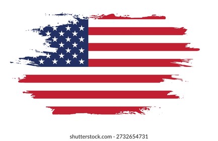 USA Flag Vector mit Wellen, Pinsel Spur, und Grunge-Effekt für 4. Juli, Independence Day Vereinigte Staaten