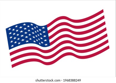 USA flag vector. Wavy flag USA vector. The American Flag vector on white background.  Suitable for illustrating the holiday of Independence Day United States