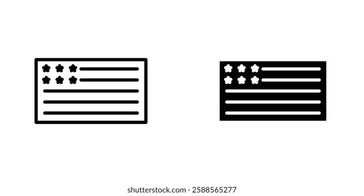 USA flag vectors icons set in filled and strokes on white background