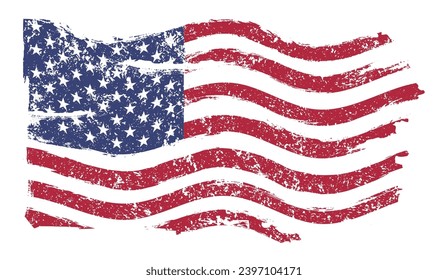 USA flag vintage label colorful with patriotic America flag for fashion t-shirt and cap design vector illustration