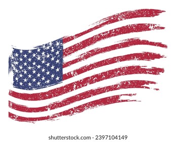 USA flag vintage sticker colorful style with stars striped national banner for 4th of july holiday product design vector illustration