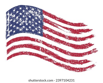 USA flag vintage sticker colorful with national banner United States of America for independence day holiday poster design vector illustration