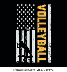 USA flag volleyball t shirt design, vector, poster or template.