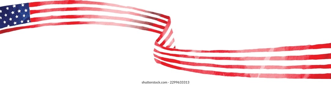 USA flag with watercolor  brush paint textured. Vector illustration 