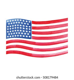 USA Flag, watercolor, vector.