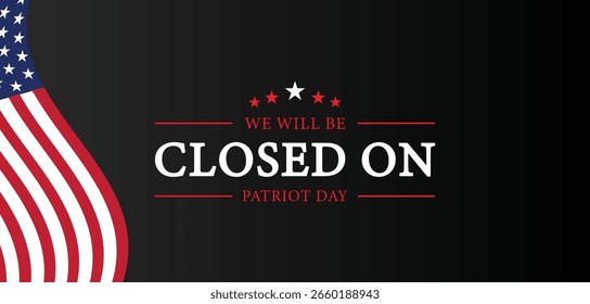 USA Flag Wave Closure Banner for Patriot Day Business Tribute
