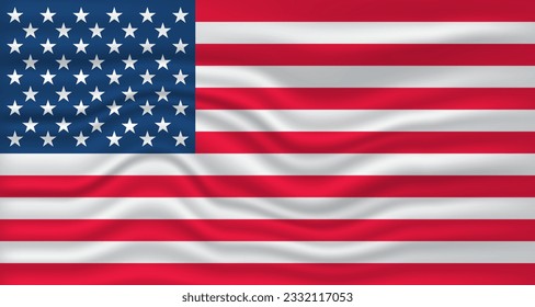 USA flag wave vector design set. united state of America flag design with waving.