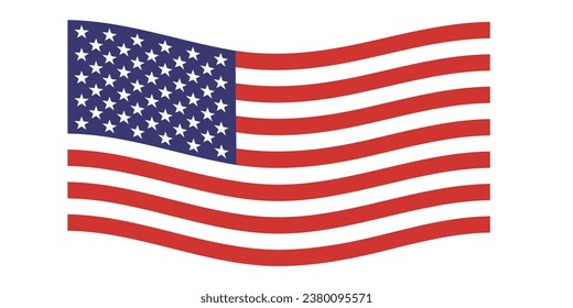 Bandera de Estados Unidos. Bandera estadounidense ondulada, símbolo de los EE.UU., bandera de los Estados Unidos Ilustración vectorial para la celebración del 4 de julio Día del Presidente de los Estados Unidos, estrella y rayas