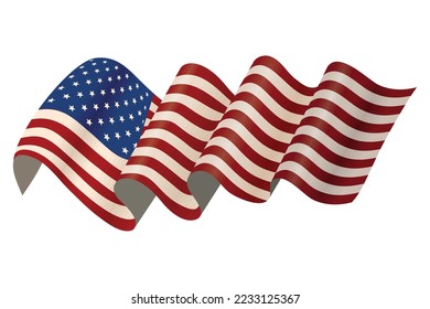 icono de la bandera de usa ondeando aislado