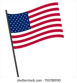 USA flag waving isolated vector illustration