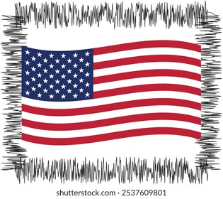 USA flag waving on blank background. Vector illustration