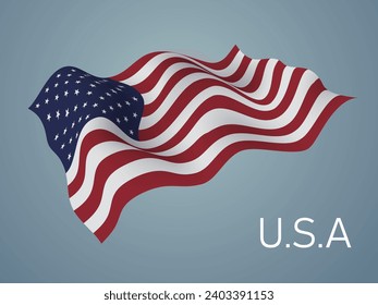 USA flag, Waving on blue background, vector format is eps10 