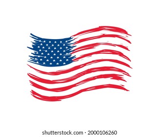 usa flag waving painted emblem icon