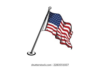 Usa flag waving in pole vector