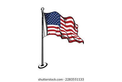 Bandera de Estados Unidos ondeando en vectores de polo