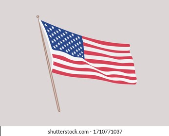 USA flag. Waving flag of the United States. illustration of wavy American Flag for Independence Day.