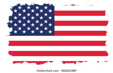 USA flag with white grunge frame