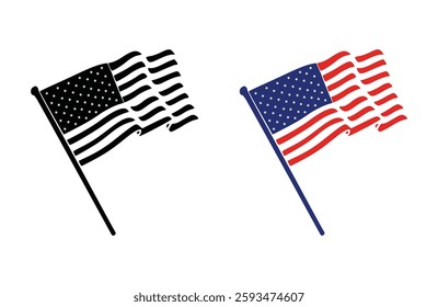 usa flag wiht pole design