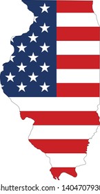 USA Flag within a Map of the State of Illinois