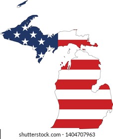 USA Flag within a Map of the State of Michigan