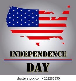 the usa flag within its territory and some text for independence day