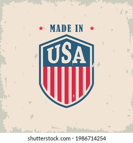 US-Flagge und Wort auf Schild
