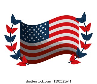 USA flag with wreath