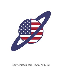 USA flag_Planeta espacial en icono