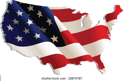 USA. Flag-map, vector illustration