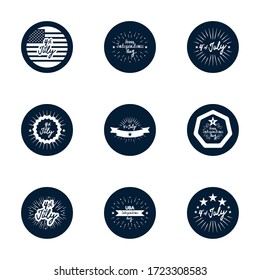 usa flags and 4th of july icon set over white background, block silhouette style, vector illustration