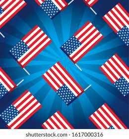 Usa flags background design, United states america independence nation us country and national theme Vector illustration