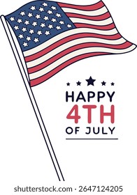 USA Flags and Bold July 4th Text on Beige Theme