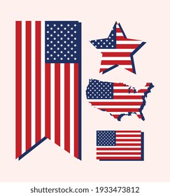 usa flags country isolated icons