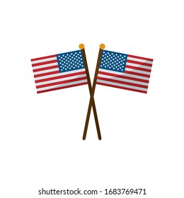 Usa flags flat style icon design, United states america independence day nation us country and national theme Vector illustration