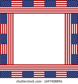 USA flags frame on a white background. Vector illustration for use in design, decor.